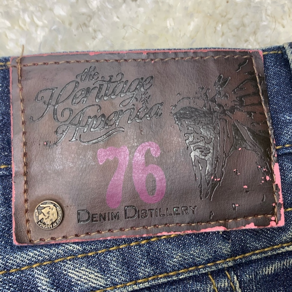 The Heritage by America 1776 light acid wash deconstructed denim jeans 34/33 - Picture 5 of 13